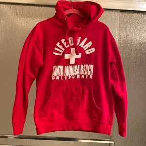 🛑 Santa Monica lifeguard red sweatshirt hoodie size medium